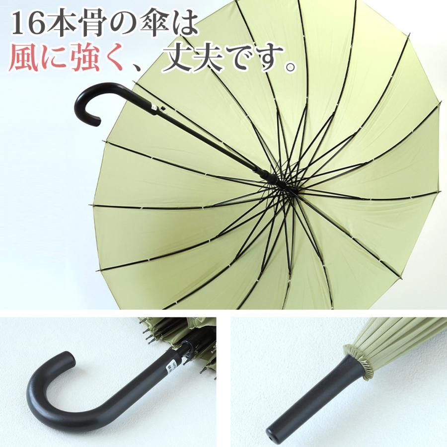 レディース 傘 16本骨 55cm 風に強い 耐風 丈夫 黄色 ネイビー 黒