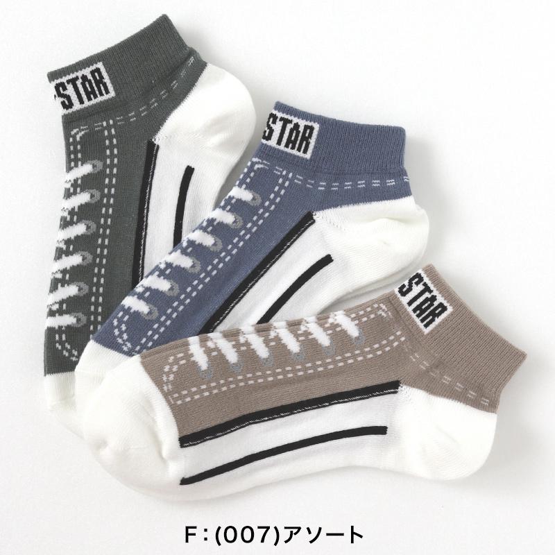 CONVERSE 福助 レディーススニーカー柄ソックス3足組 23-25cm
