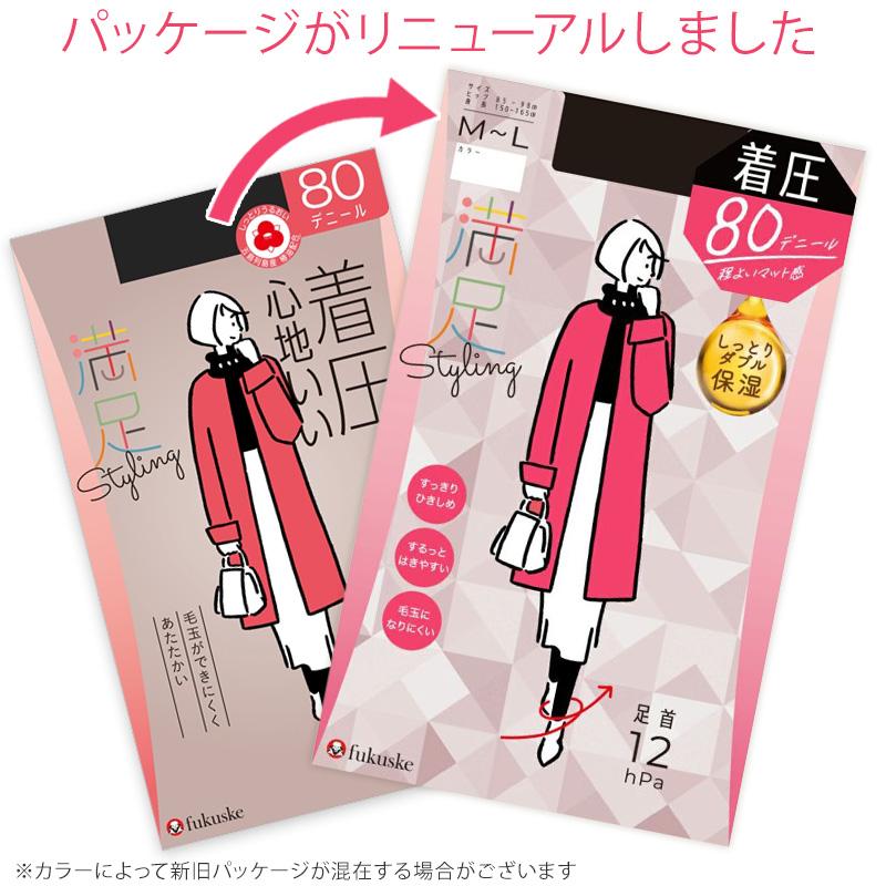 満足 福助 80デニール 着圧タイツ S-M〜L-LL (フクスケ