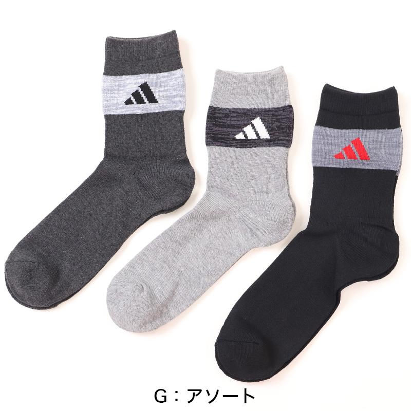 adidas（アディダス） メンズ 靴下 クルーソックス レッグ部パイル 3足