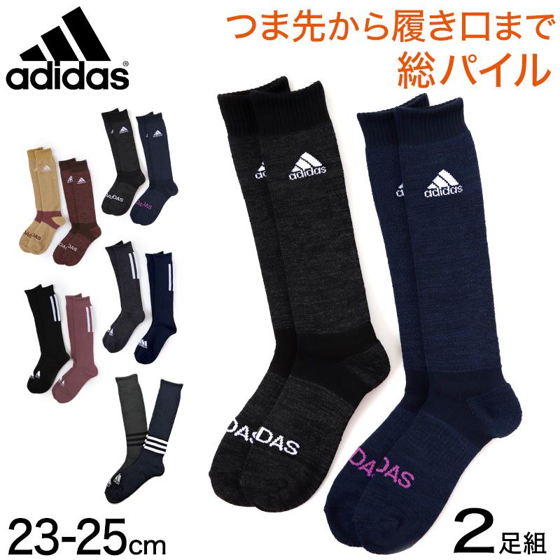 靴下　２足　２３−２５cm Fukuske (2足組)アディダス スクールソックス 26cm丈 23-25cm 紺