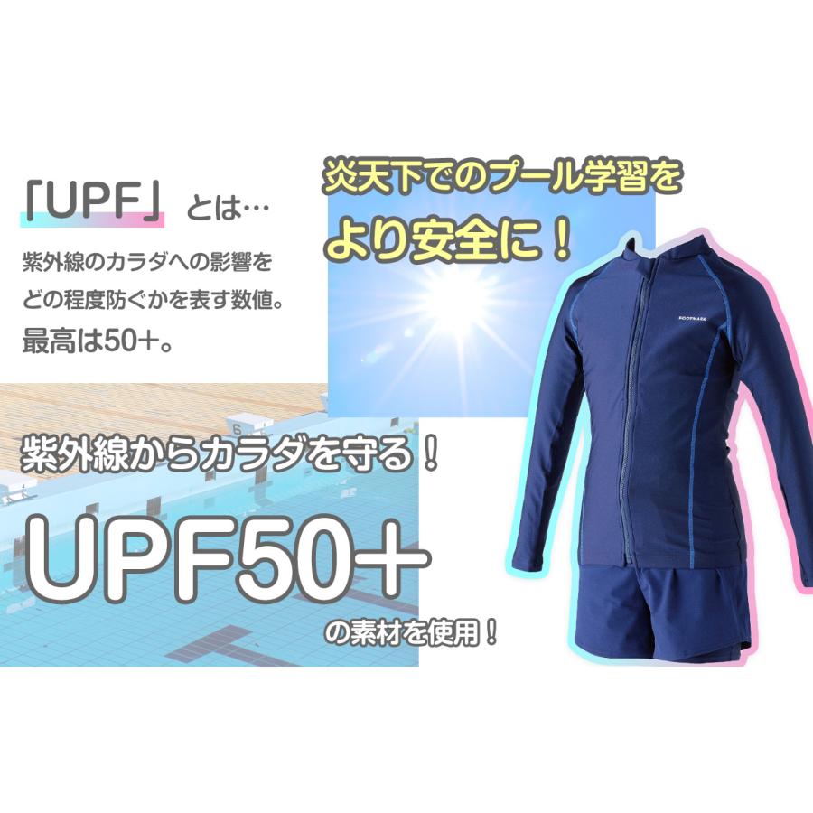 女子用セパレート水着 長袖 上下セット UVカット ラッシュガード 120