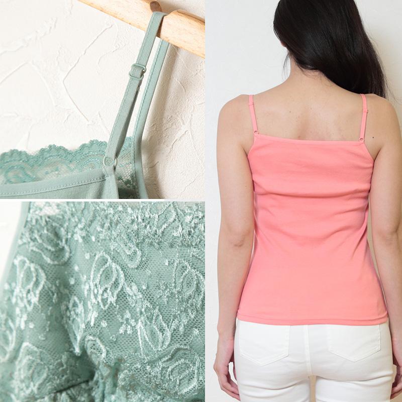 キャミソール レディース トップス レース M〜LL (胸元レース キャミ