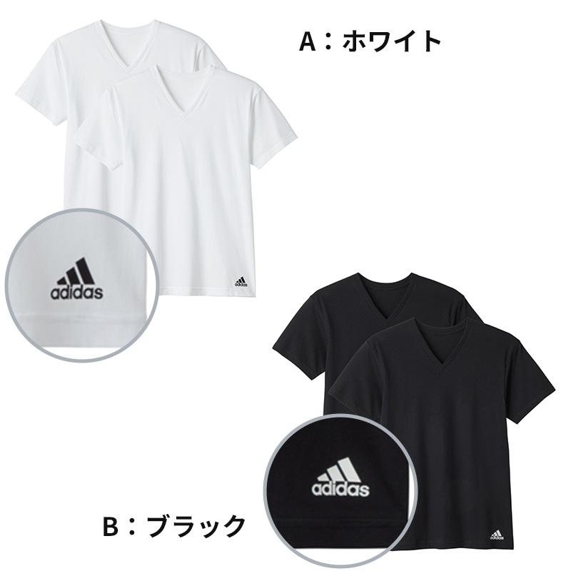 BS-FINE VネックTシャツ Lサイズ 2枚セット ピマ綿メンズシャツ adidas（アディダス） v首 Tシャツ 綿100 メンズ 2枚組 グンゼ M L LL