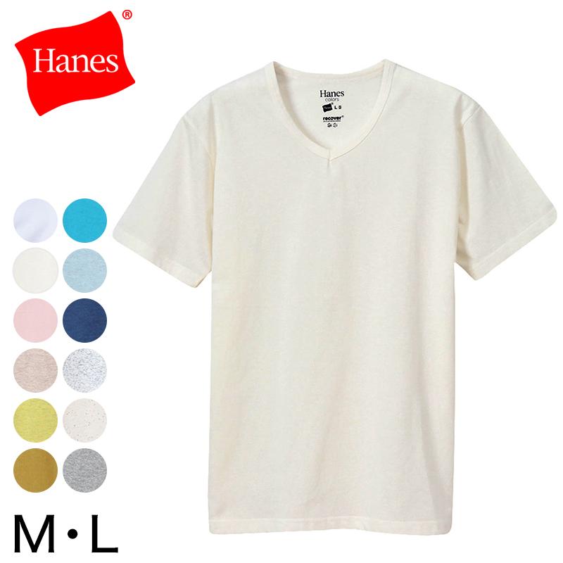 Hanes ヘインズ Tシャツ Vネック 半袖 メンズ レディース M・L