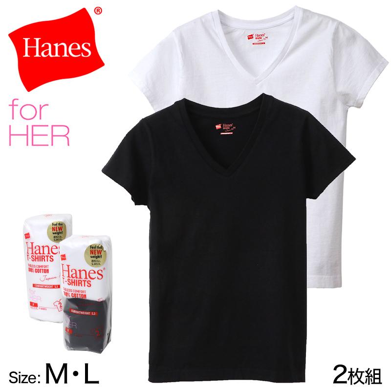 Hanes ヘインズ tシャツ レディース vネック 半袖 綿100 Hanes ヘインズ tシャツ レディース vネック 半袖 綿100
