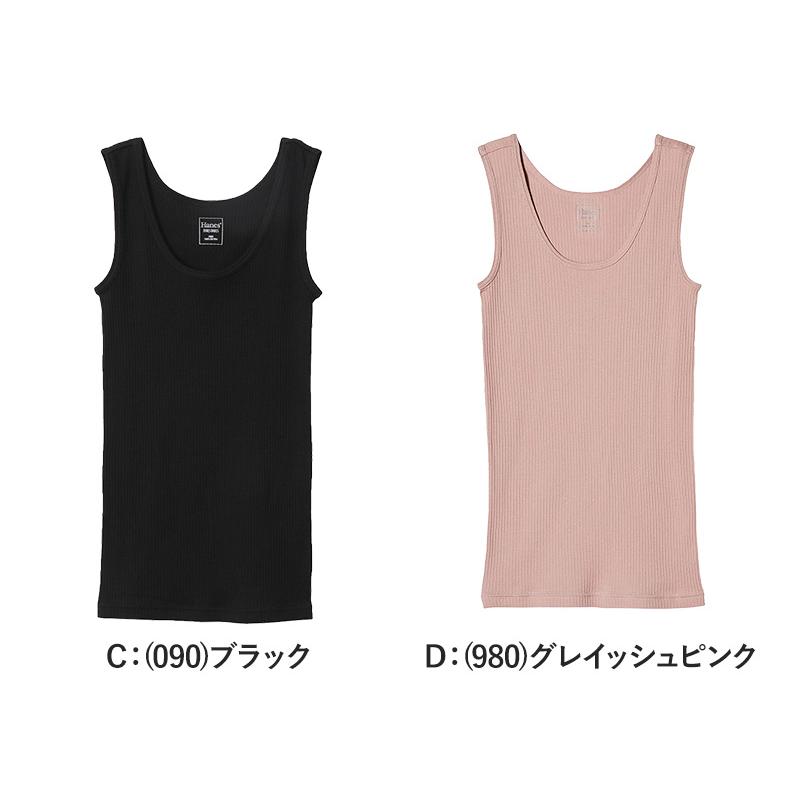 Hanes タンクトップ レディース トップス リブ インナー 綿100