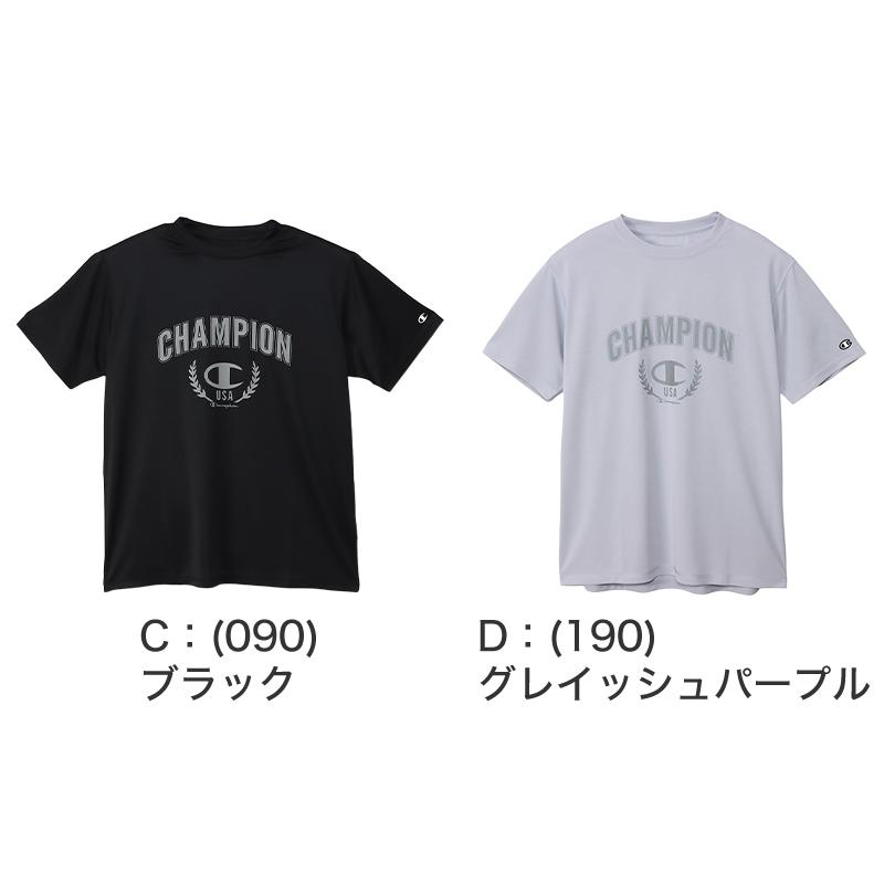 Champion Tシャツ メンズ 半袖 紳士 ウエア シャツ トップス M L XL 吸汗 速乾 抗菌 防臭 紫外線 反射材 ロゴ シンプル ジム｜suteteko｜04