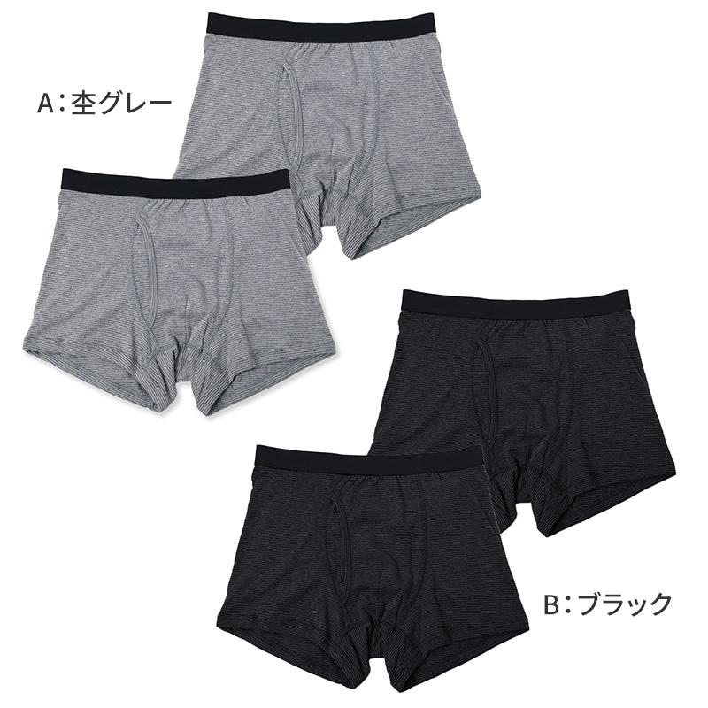 メンズ ボクサーパンツ 2枚組 綿混 レーヨン混 ゆったり めちゃ楽 前