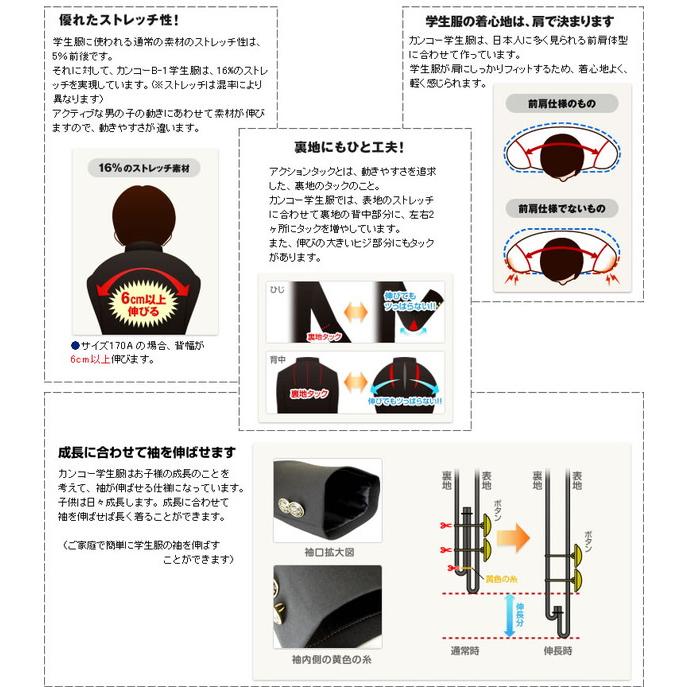 Suteteko カンコー学生服 B-1 男子 学生服上着 レギュラーカラー 