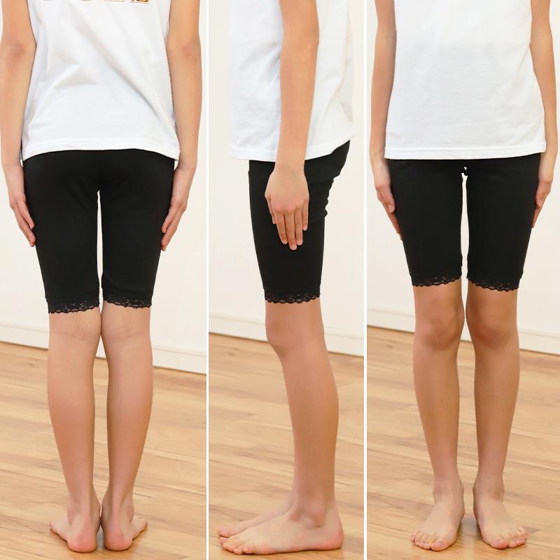 ガールズ 裾レースレギンス 5分丈 100cm〜160cm (女の子 キッズ 子供