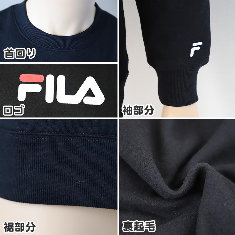 レディース トレーナー 裏起毛 スウェット シャツ 冬 長袖 FILA フィラ M〜LL トップス 女性 女子 冬服 暖かい あったか ロゴ カジュアル シンプル (在庫限り)｜suteteko｜02