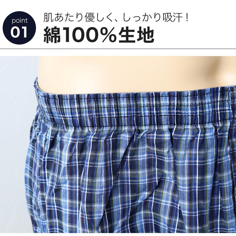 メンズ トランクス 綿100 2枚組 下着 パンツ 前開き おしゃれ