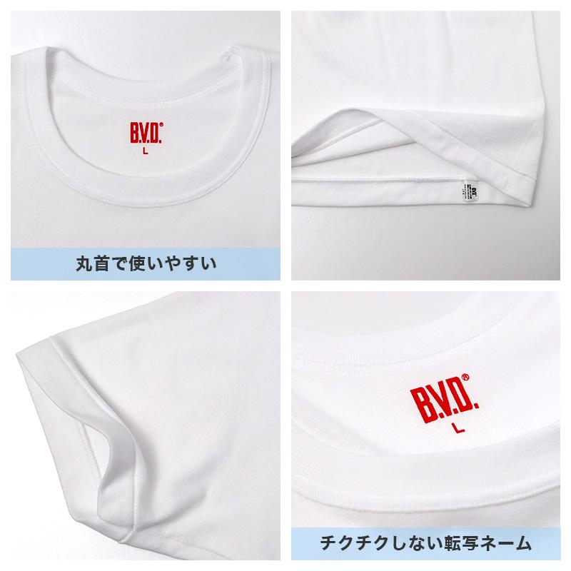 B.V.D メンズ インナー 半袖 Tシャツ 接触冷感 吸水速乾 丸首 クルー