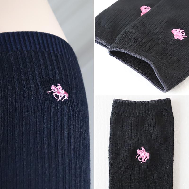 GUNZE（グンゼ） POLO ハイソックス レディース ワンポイント 刺繍