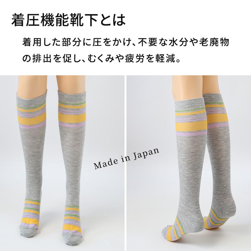 着圧ソックス レディース 大きいサイズ ハイソックス 靴下 綿混