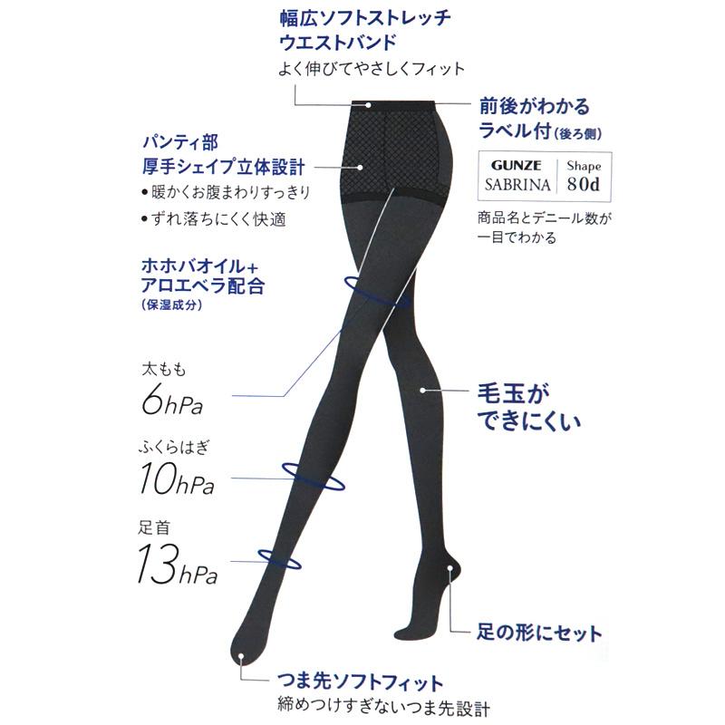 SABRINA（GUNZE） グンゼ サブリナ 着圧タイツ 80デニール M-L・L-LL