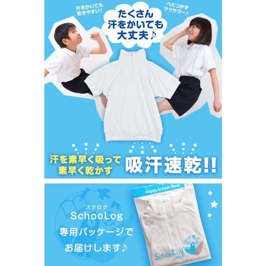 体操服 半袖 襟 小学生 ジップ 体操着 半そで 小学校 110 160cm 綿 吸汗速乾 白 スクール 男子 女子 子供 キッズ ファスナー チャック 送料無料 すててこねっと 通販 Paypayモール