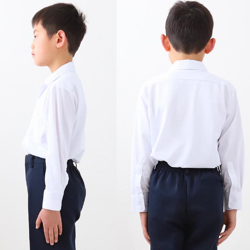 ストレッチ 開襟シャツ スクールシャツ 長袖 男子 110cmA〜180cmB (B体 学生服 ワイシャツ 中学生 高校生 男の子 制服 シャツ ノーアイロン Yシャツ スクログ)｜suteteko｜07