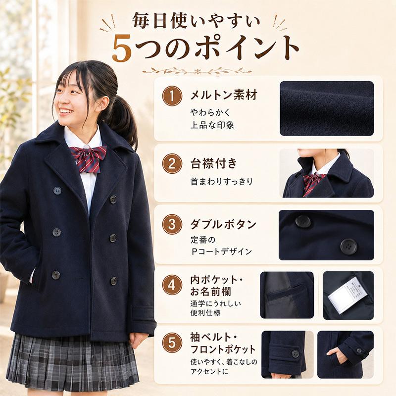 SchooLog（スクログ） スクールコート 中学生 ピーコート 男子 女子