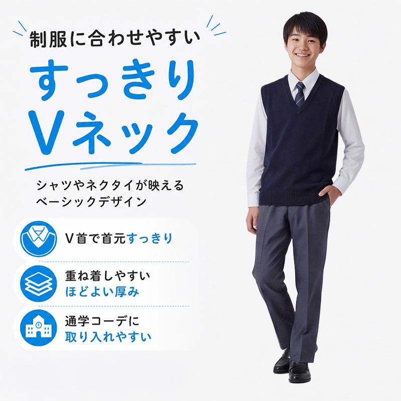 SchooLog（スクログ） ベスト 男子 スクールベスト Vネック S〜3L