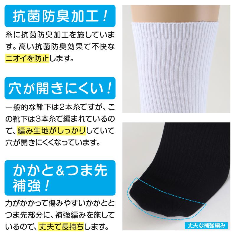 スクールソックス 紺 ショート丈 ソックス 3足セット 14-16cm〜24-26cm (女子 男子 靴下 学校 黒 白 ショートソックス 無地 子供 小学生 中学生 まとめ買い)｜suteteko｜02