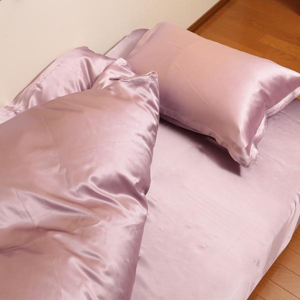 シルク シーツ ダブル ベッドシーツ フラットシーツ サテン 19匁 220cm×280cm シルク100％ ダブルサイズ 寝具 美肌 美髪 シルクシーツ ベッドカバー (送料無料)の画像