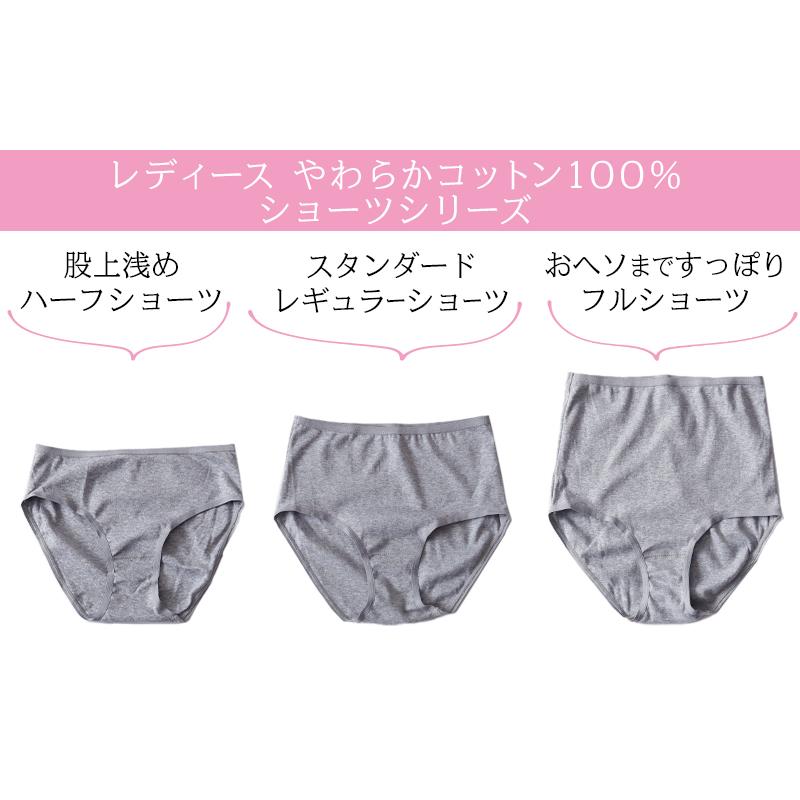 ショーツ レディース 綿100% S〜LL (スタンダードショーツ レギュラー おへそまで パンツ コットン やわらかい 肌ざわり 敏感肌 シンプル 無地  インナー)｜suteteko｜09