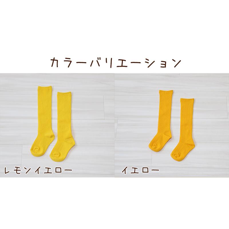 子供 靴下 ハイソックス キッズ カラーソックス 16-21cm (無地 カラー