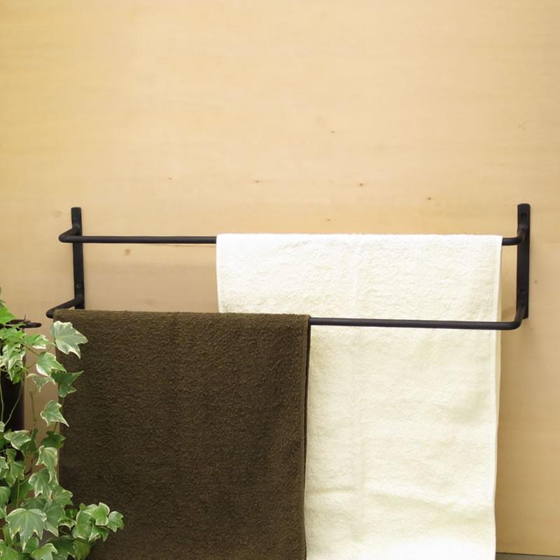 タオル掛け アイアン キッチン 洗面所 65cm 650mm 2段 カーテンレール