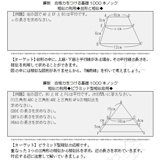 算数合格力をつける基礎1000本ノック-相似の利用(下) : 数理教育研究会