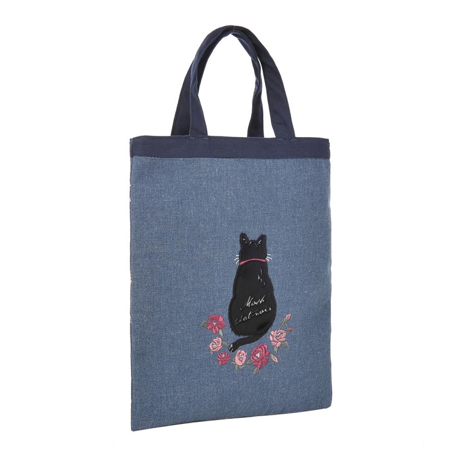 kusuguru（クスグル） 手さげバッグ おしゃれ かわいい ネコ 花柄 黒猫