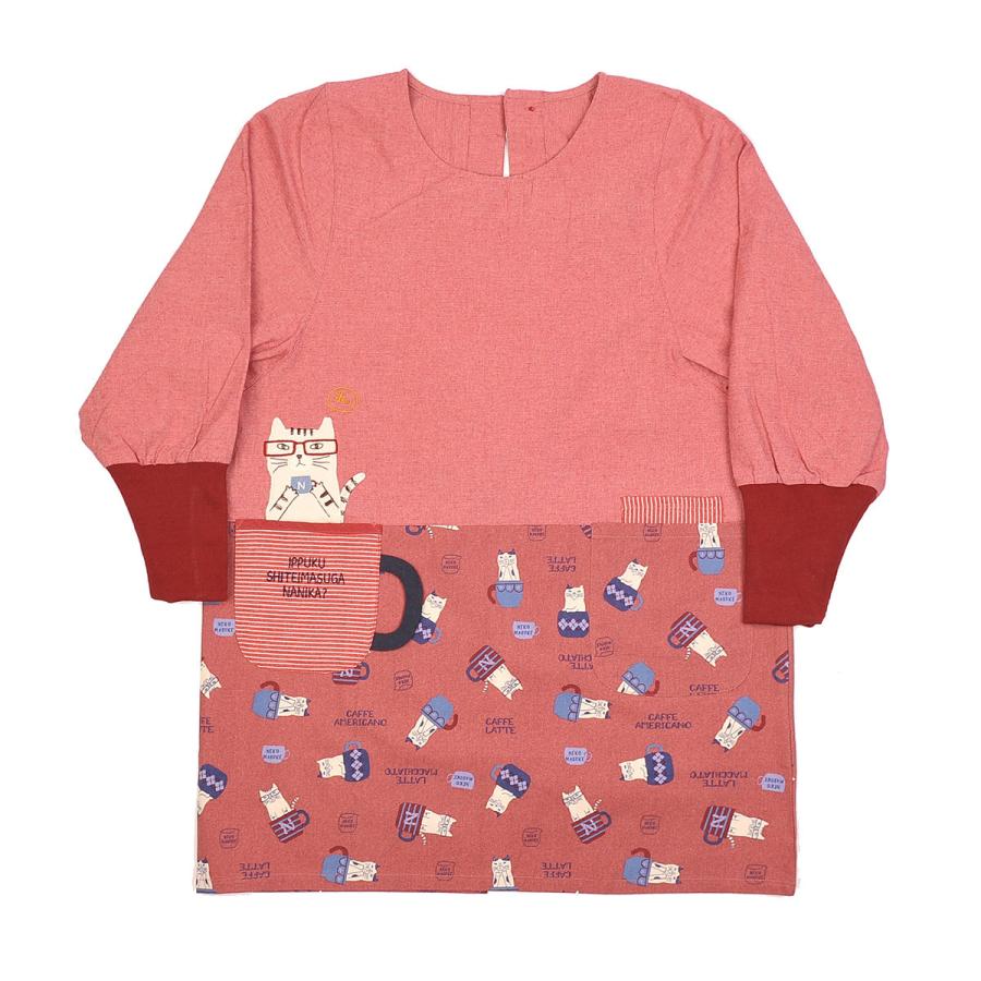 kusuguru（クスグル） 割烹着 カッポウ おしゃれ 保育士 ネコまるけ 釦