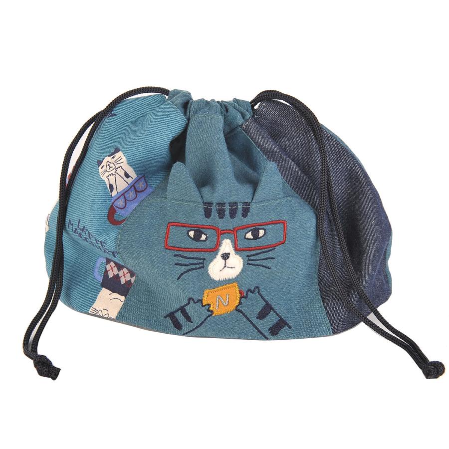 kusuguru 巾着ポーチ まあるい シルエット 和風小物 ネコまるけ