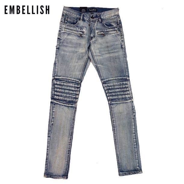 メンズ エンブリッシュ EMBLLISH バイカー デニム パンツ