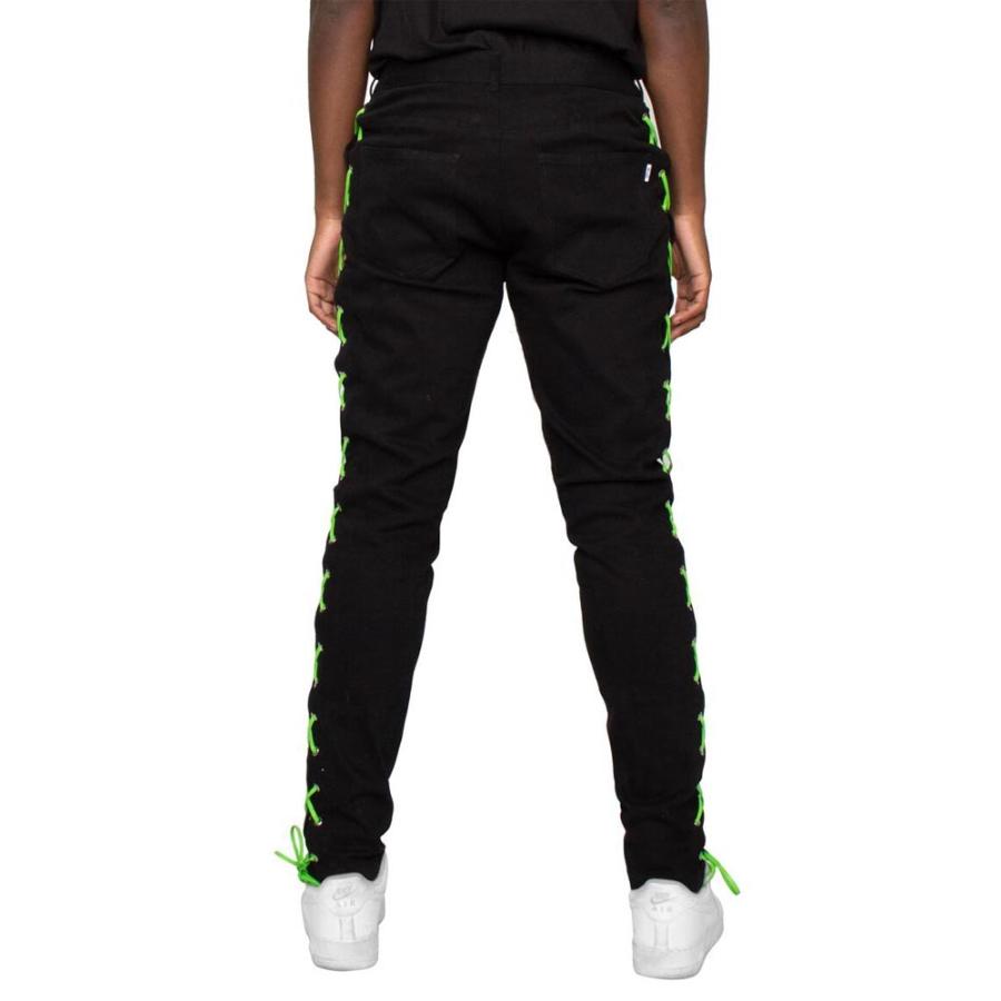 エミ EPTM エピトミ メンズ アイレット パンツ ブラック ネオン グリーン