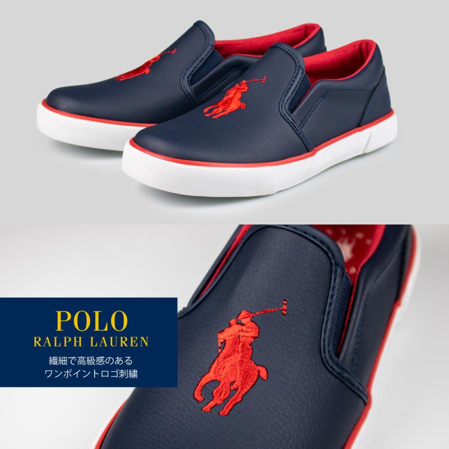 ポロラルフローレン Polo by Ralph Lauren キッズ スニーカー BAL HARBOUR III バルハーバーIII ネイビー/レッド 実寸13cm｜suxel｜06