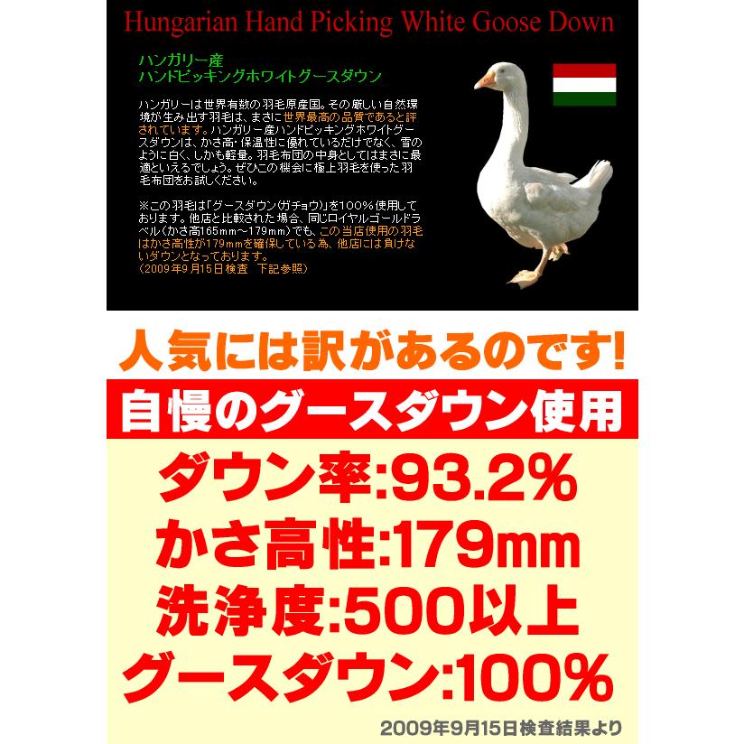 羽毛布団 日本製 工場直販 キング 230×210cm ロイヤルゴールド ツインキルト ハンガリー産ホワイトグース_2
