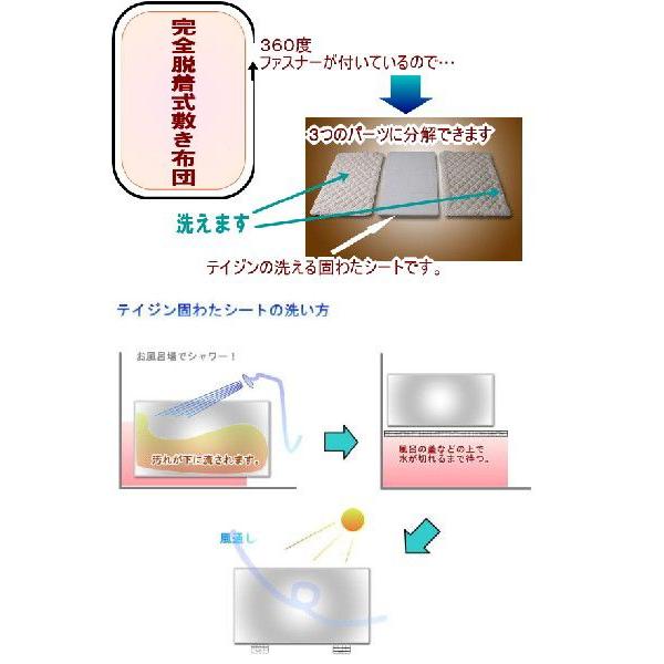 スザキーズ完全脱着式敷き布団 洗える固綿シート内蔵 ジュニアサイズ アレルギー対応 国産 日本製 テイジン 帝人 防ダニ 洗える敷布団 送料無料_4