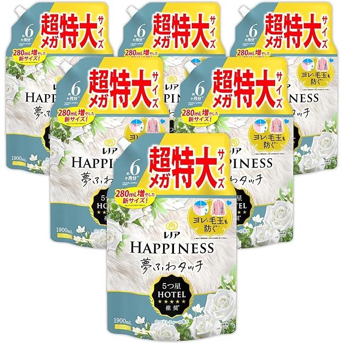 レノアハピネス 夢ふわタッチ 柔軟剤 ホワイトティー 1,900mL×6袋 約6
