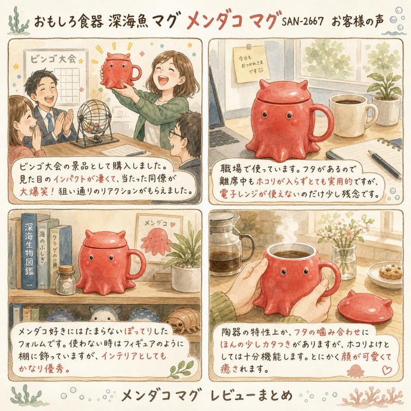 サンアート 深海魚 メンダコ マグカップ フタ付き SAN-2667 面白グッズ