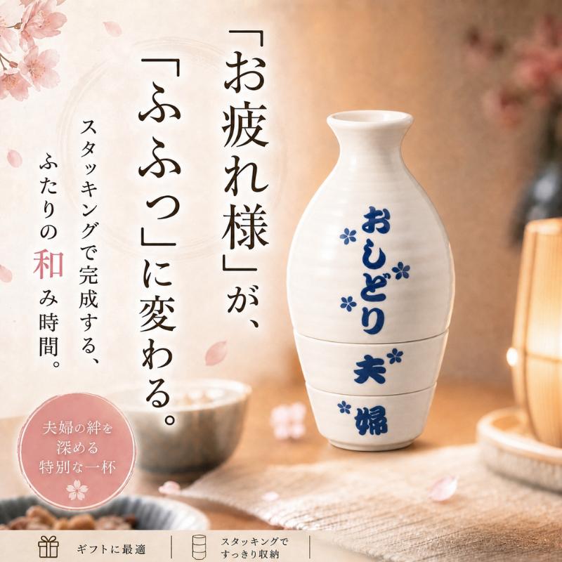 サンアート 徳利 おちょこ セット 夫婦円満 スタッキング とっくり 酒