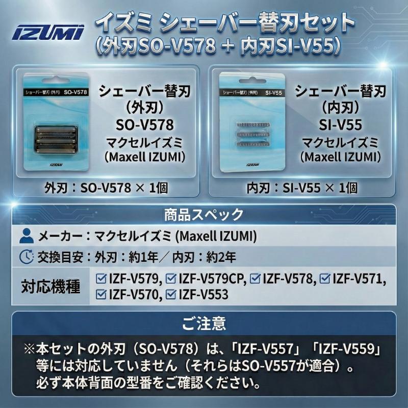 IZUMI 替刃 セット 外刃 SO-V578 内刃 SI-V55 純正 マクセルイズミ