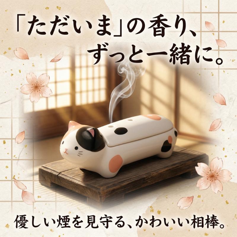 お香立て 横置き 灰が散らない 香炉 陶器 リュウコドウ tocotoco 三毛