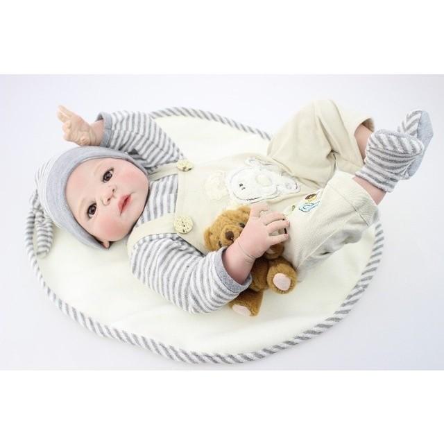 保存版 リボーンドール リアル赤ちゃん人形 フルシリコンビニール男の子 かわいいベビー人形お世話セット しましまベビー服の赤ちゃん 最高の Atempletonphoto Com