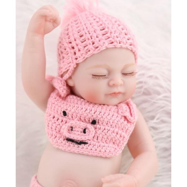 リボーンドール フルシリコンビニール リアル赤ちゃん人形 ミニサイズ25cm 入浴可能 かわいいベビー人形 クローズアイ ピンク