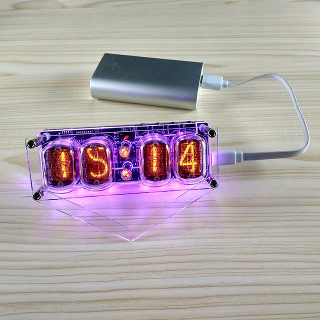 C185 完成品 レトロ ニキシー管 時計 IN-12 LED RGBバックライト付き USB給電