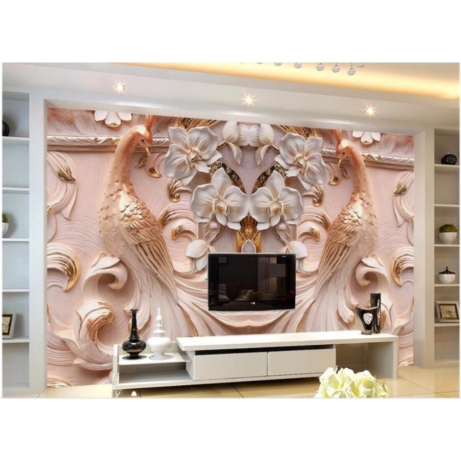 時間指定不可 3d壁紙 大孔雀 胡蝶蘭 0 100cm ファッション壁紙 レリーフ 背景壁壁画 領収発行可 新規購入 Turningheadskennel Com
