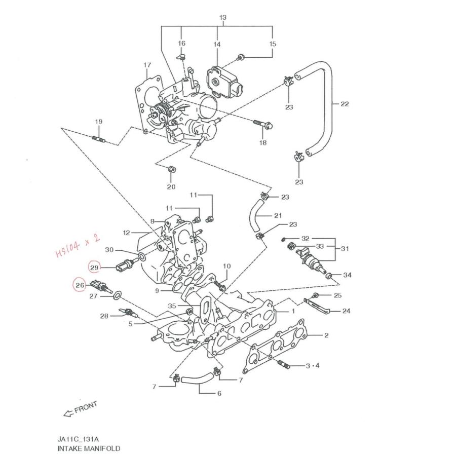 スズキ（SUZUKI） 水温（テンパレチャ）センサー（インテーク