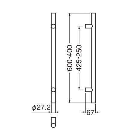 シロクマ SHIROKUMA No.196 ステン丸型取手 両面用 L400 P250 シロクマ SHIROKUMA No.196 ステン丸型取手 両面用 L400 P250